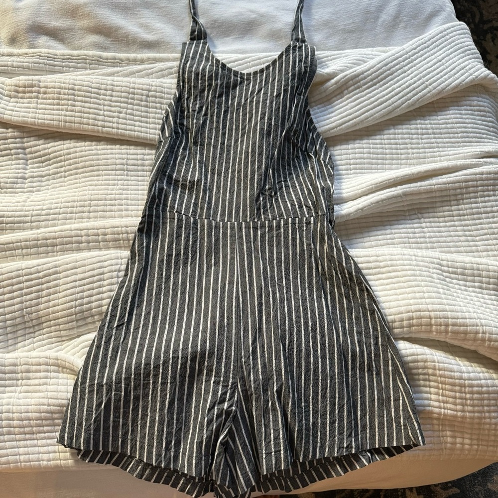 Striped halter romper